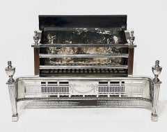 English Edwardian 'Adam' Style Polished Steel and Iron Fire Grate, circa 1905