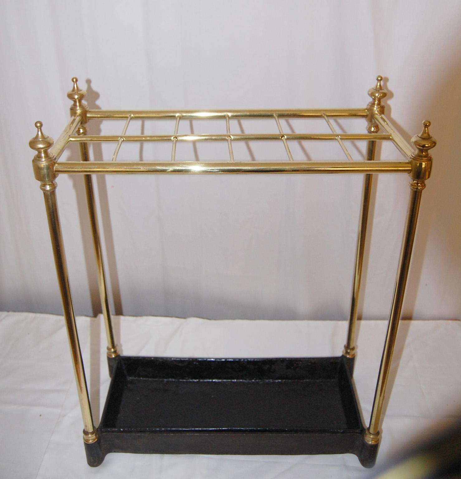 Early 20th Century English Edwardian Brass and Iron Umbrella Stand or Walking Stick Stand For Sale