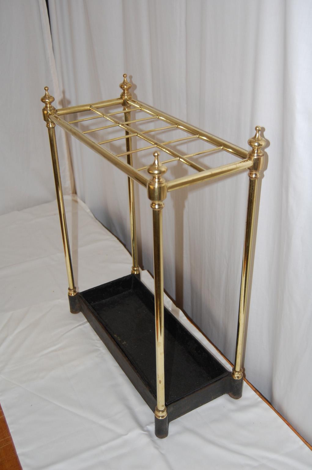 English Edwardian Brass and Iron Umbrella Stand or Walking Stick Stand For Sale 1