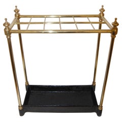 English Edwardian Brass and Iron Umbrella Stand or Walking Stick Stand