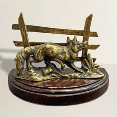 English Edwardian Brass Fox Letter Holder