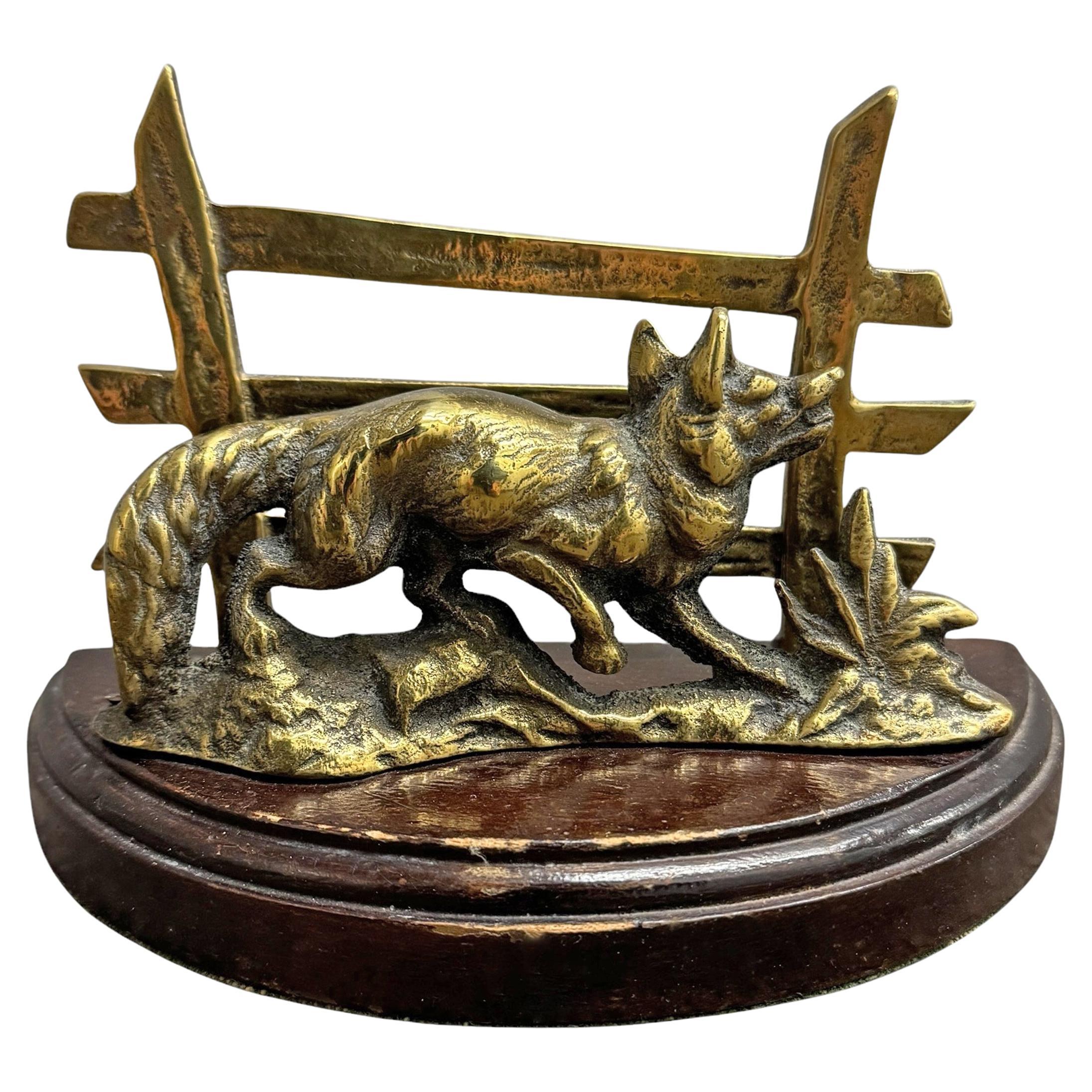 English Edwardian Brass Fox Letter Holder