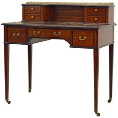 English Edwardian Carlton House Style Inlaid Writing Desk, Good Detail and Size
