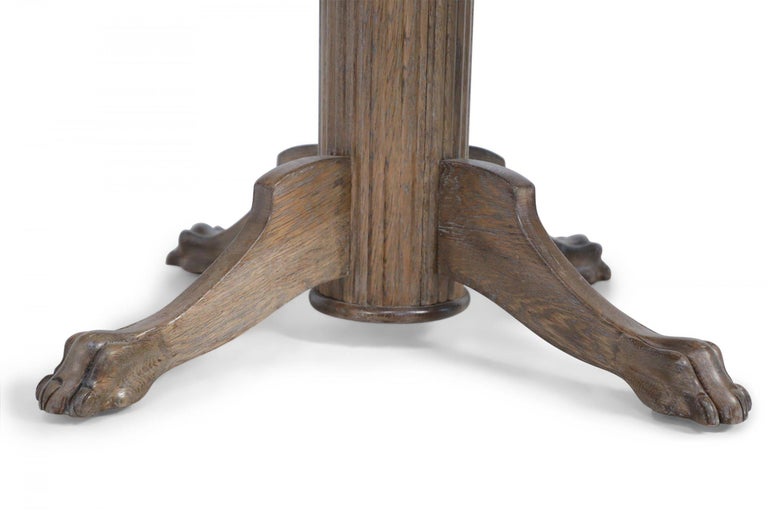 English Edwardian Cerused Oak Circular Claw Foot Center/Dining Table
