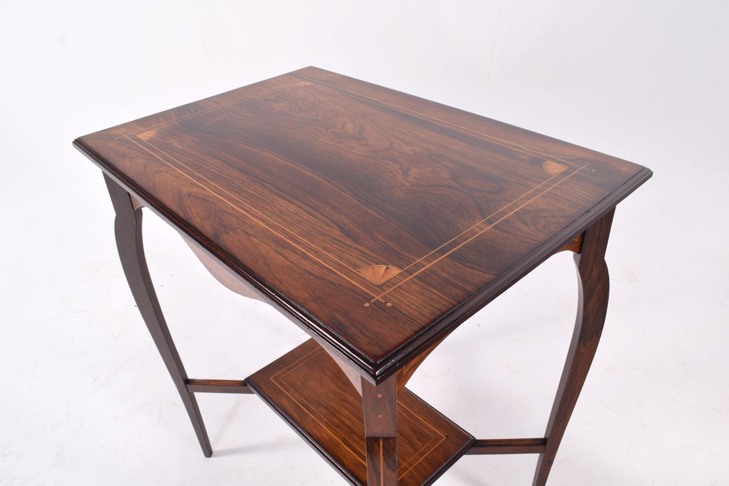 English Edwardian Decorative Inlaid Rosewood Side Table, 1910 For Sale 4
