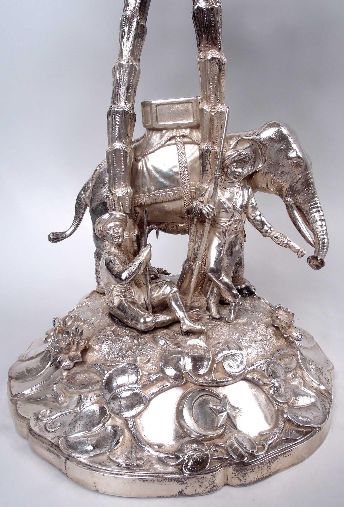 British English Edwardian Exotic Raj Elephant Imperial Centerpiece, 1902 For Sale