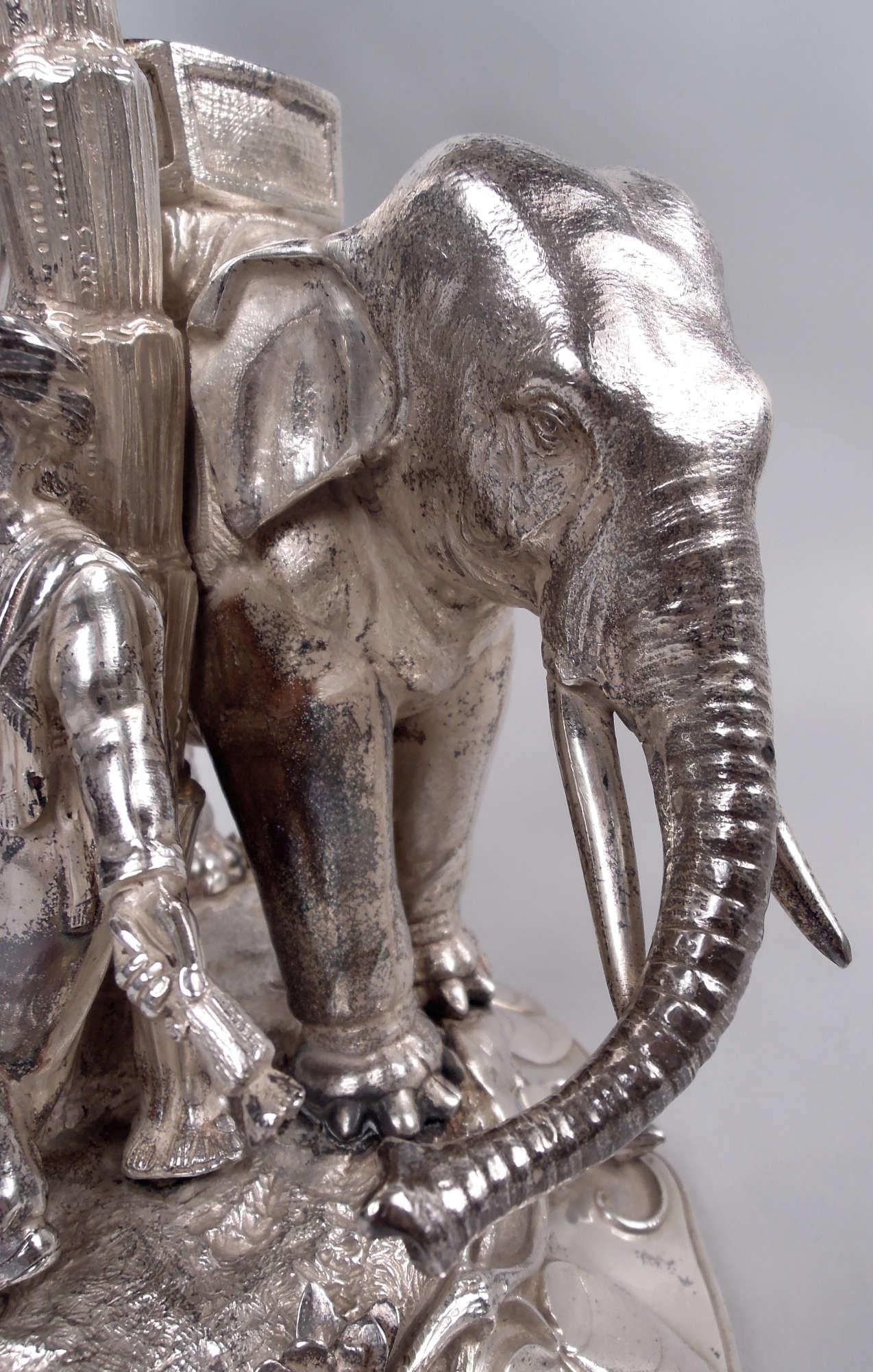 Early 20th Century English Edwardian Exotic Raj Elephant Imperial Centerpiece, 1902 For Sale