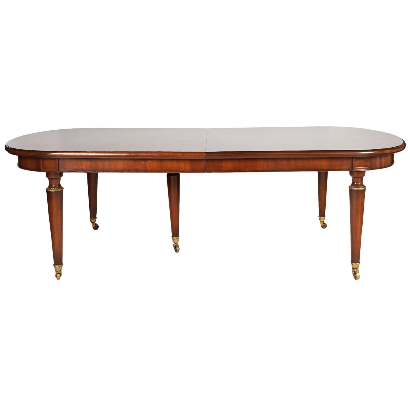 English Edwardian Extendable Bronze Mounted Mahogany Dining Table, circa 1900