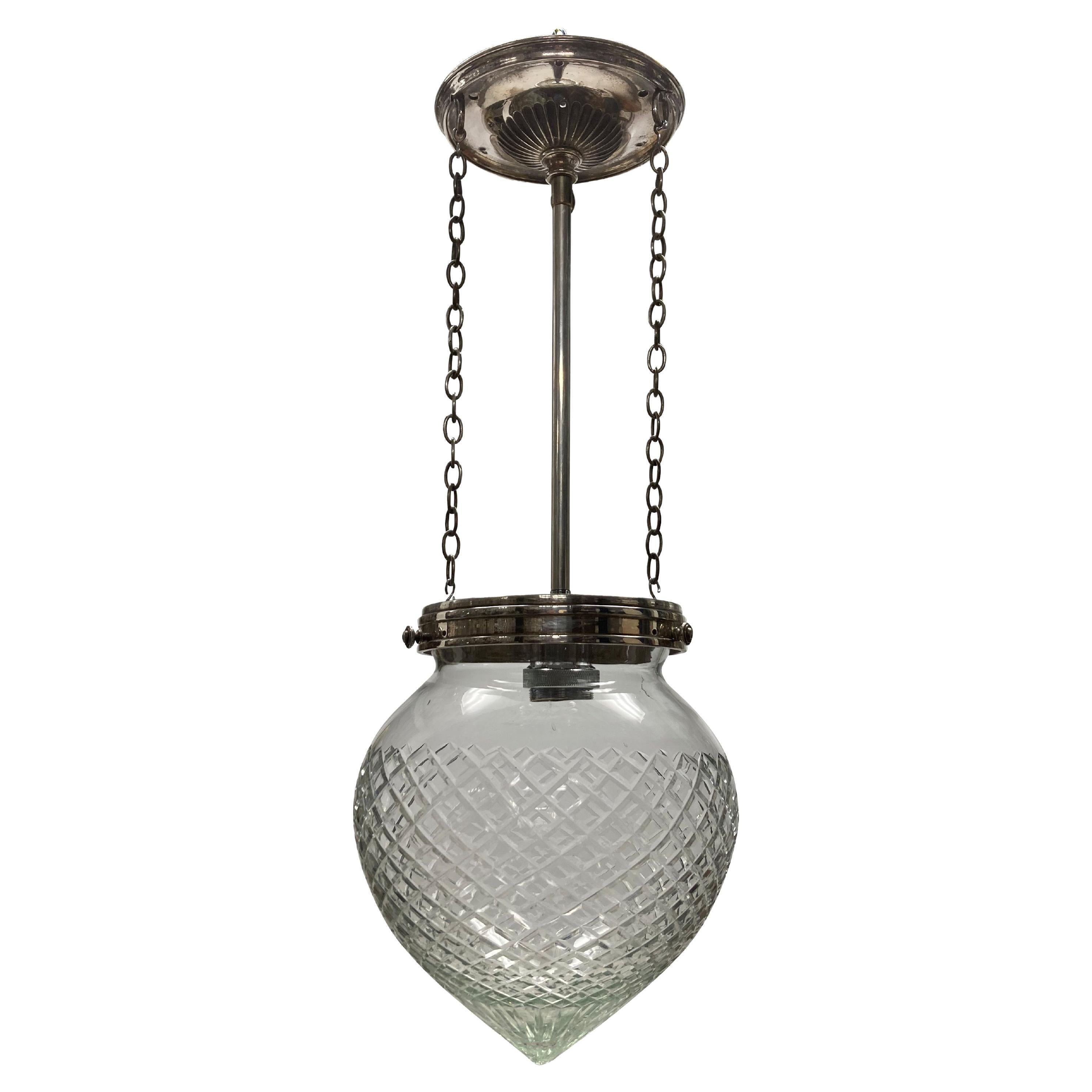 English Edwardian Glass Pendant Light For Sale