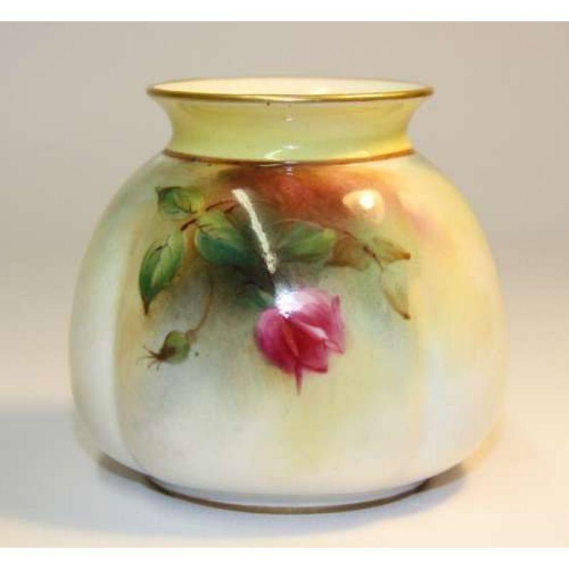 English Edwardian Hadley's Royal Worcester Porcelain Floral Hand Painted Vase 3