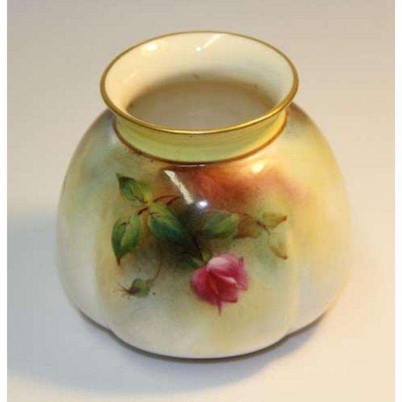 English Edwardian Hadley's Royal Worcester Porcelain Floral Hand Painted Vase 4