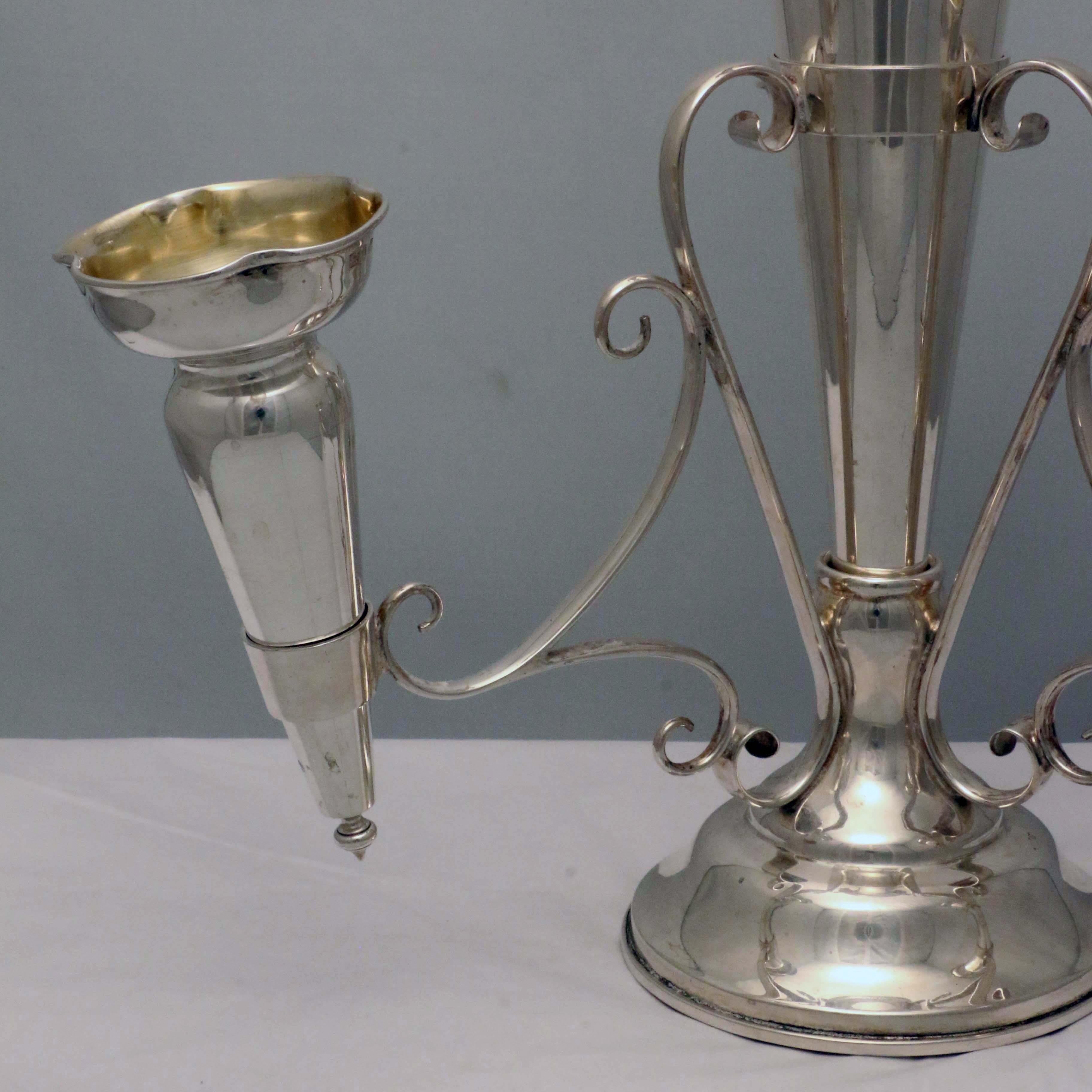 20th Century English Edwardian Hall Marked Silver Epergne For Sale