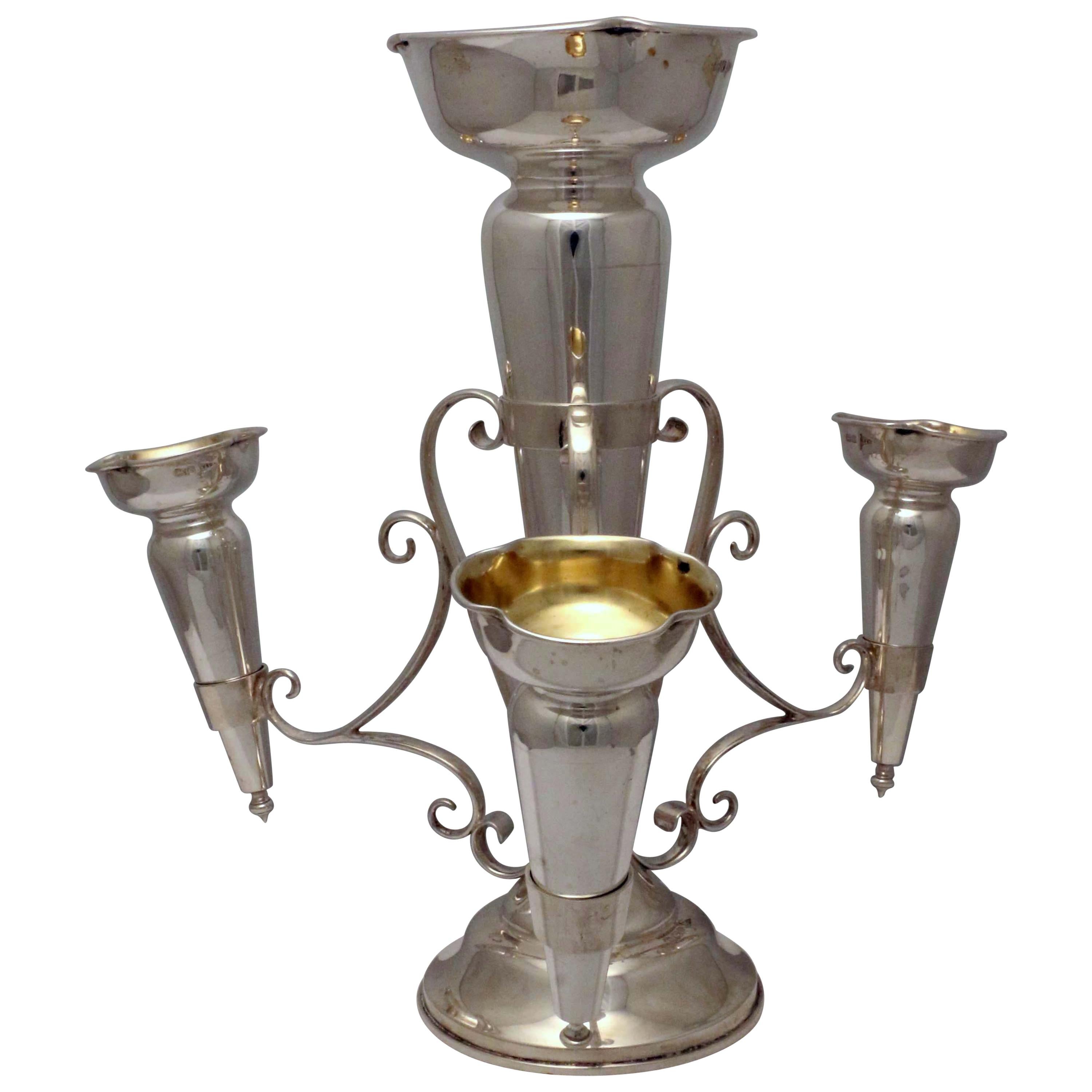 English Edwardian Hall Marked Silver Epergne For Sale