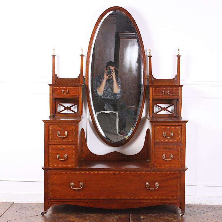 English Edwardian Inlaid Mahogany Dressing Table 4