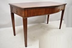 English Edwardian Mahogany 2-Drawer Demilune Sideboard Console Table Server