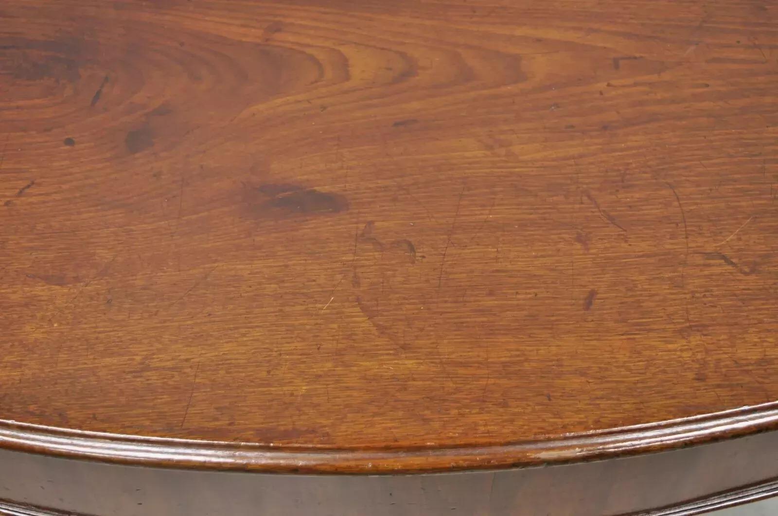 English Edwardian Mahogany 2 Drawer Demilune Sideboard Console Table Server For Sale 1