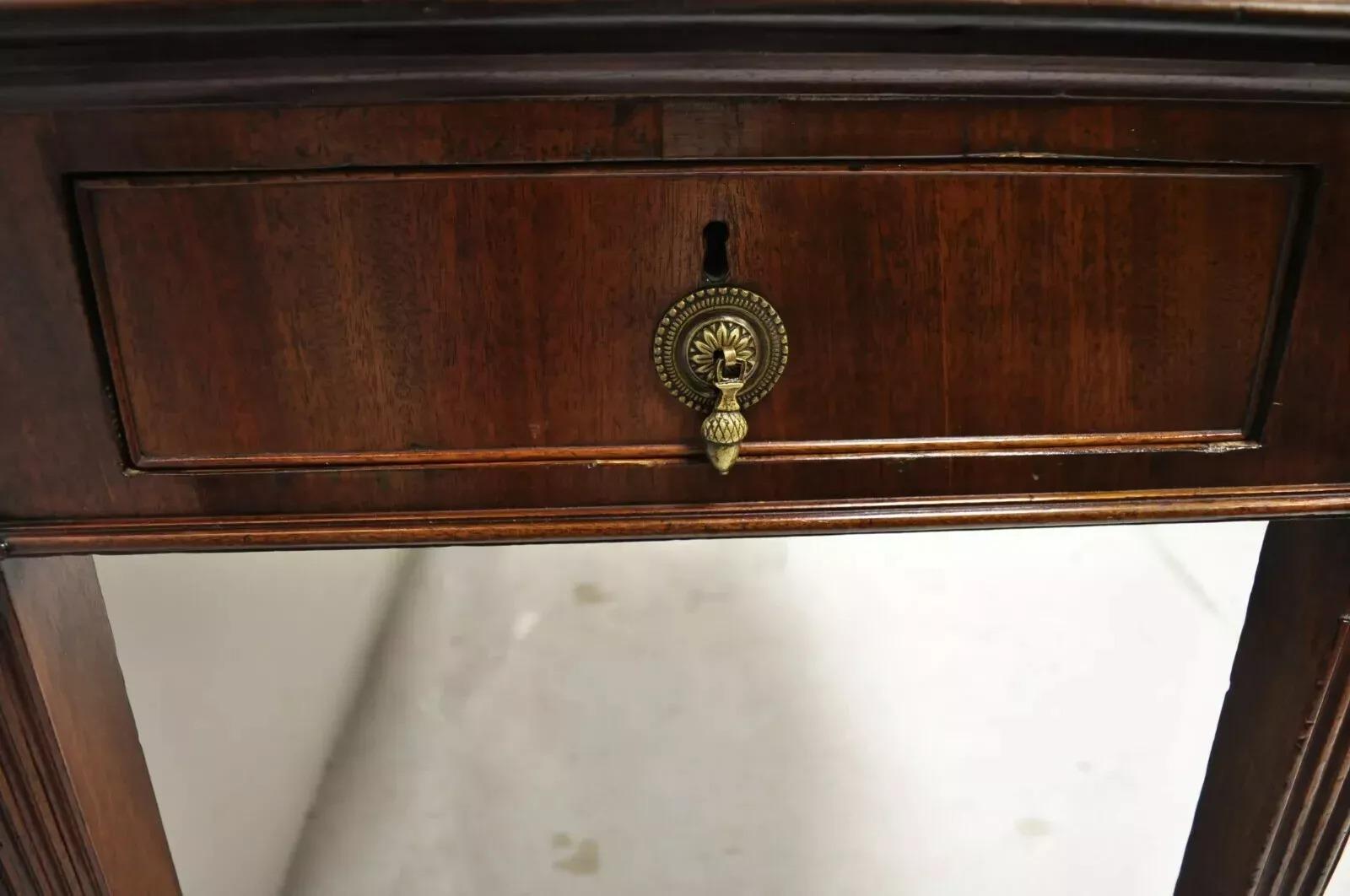 English Edwardian Mahogany 2 Drawer Demilune Sideboard Console Table Server For Sale 3