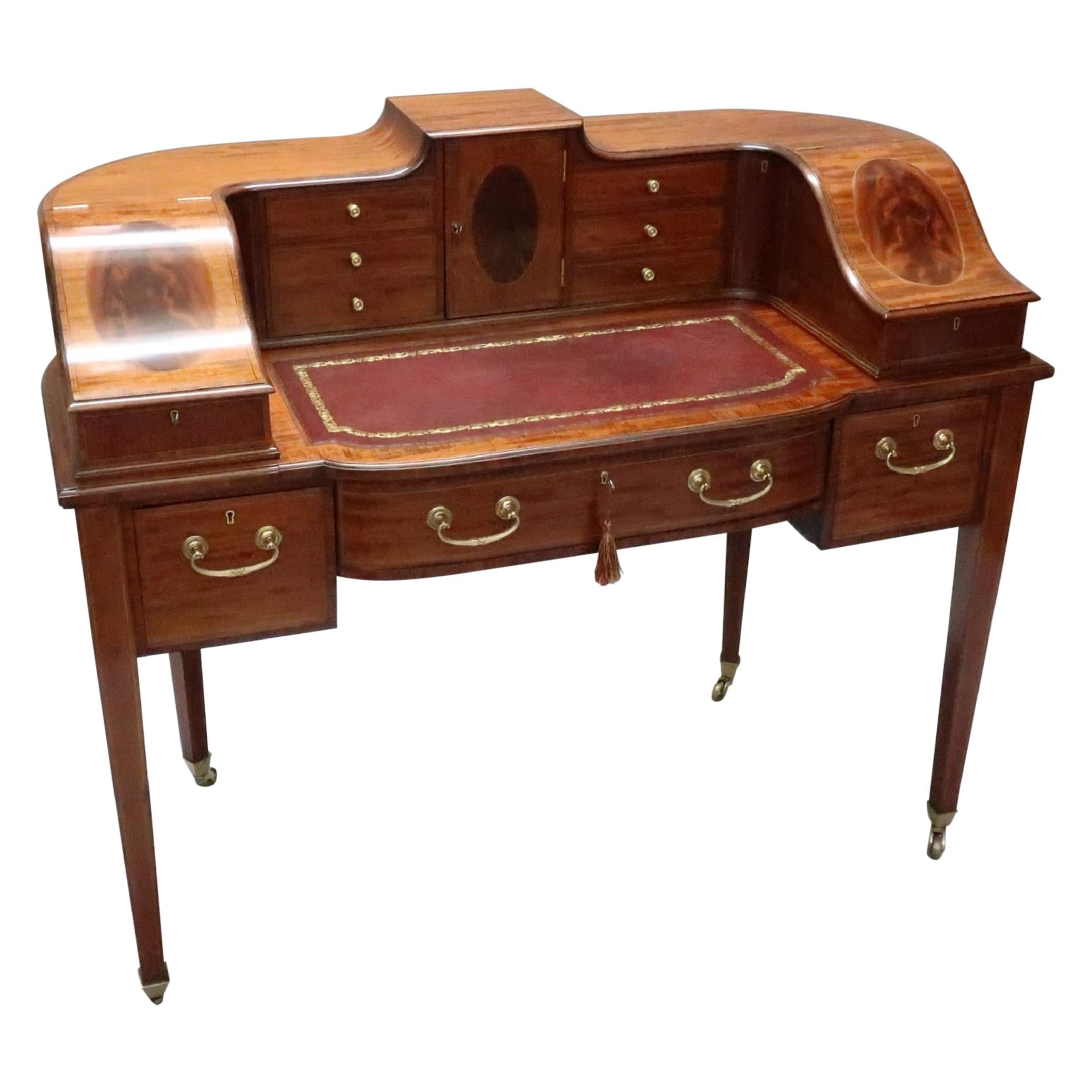 English Edwardian Mahogany and Kingwood Carlton House Writing Desk For Sale