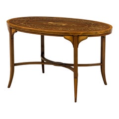 English Edwardian Mahogany and Marquetry Inlay Occasional Table