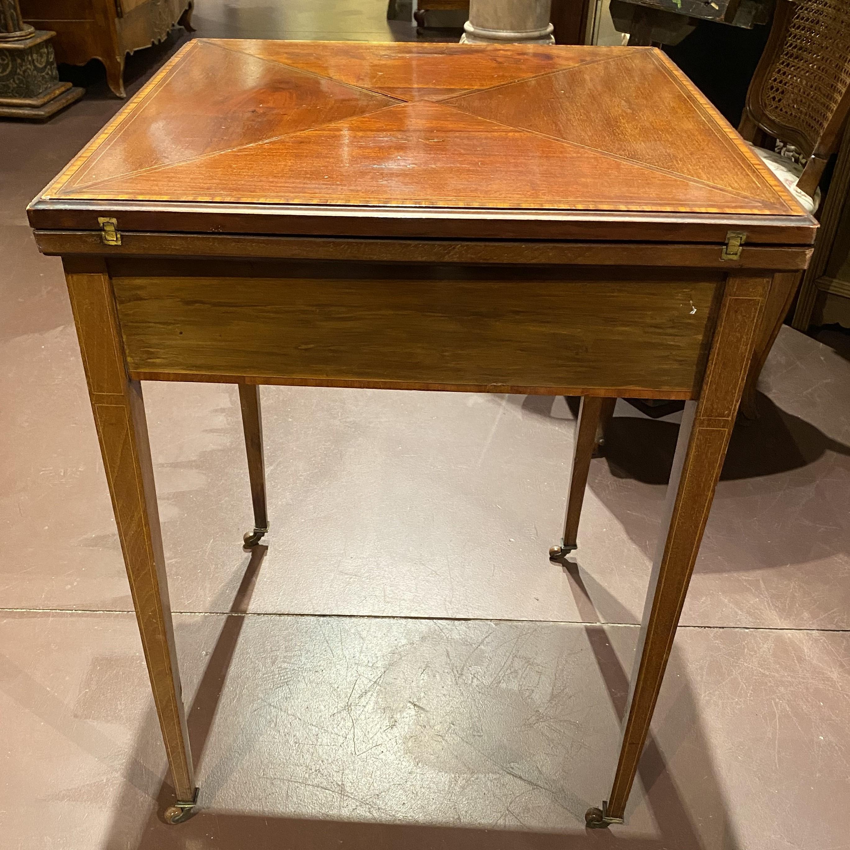 English Edwardian Mahogany Chess or Checkers Games Table with Handkerchief Top For Sale 3