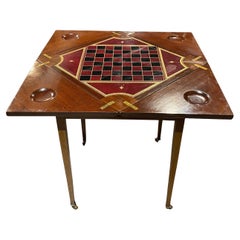 Antique English Edwardian Mahogany Chess or Checkers Games Table with Handkerchief Top