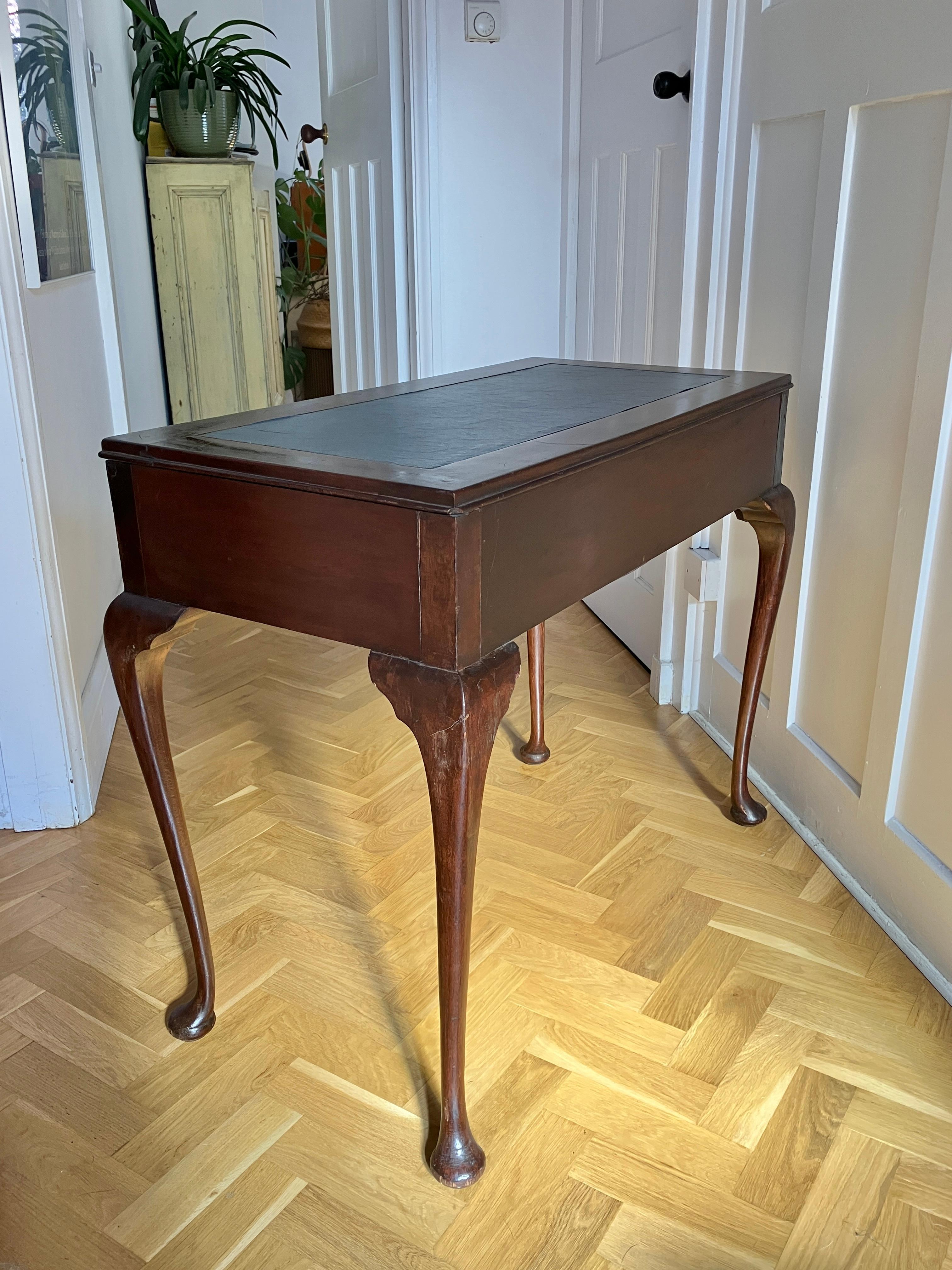 English Edwardian Mahogany Console Table / Desk with Cabriole Legs Sold by Heals For Sale 10