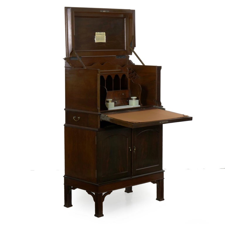Edwardian Mahogany FallFront Secretary Desk with Built in Safe, circa 1900 For Sale at 1stdibs