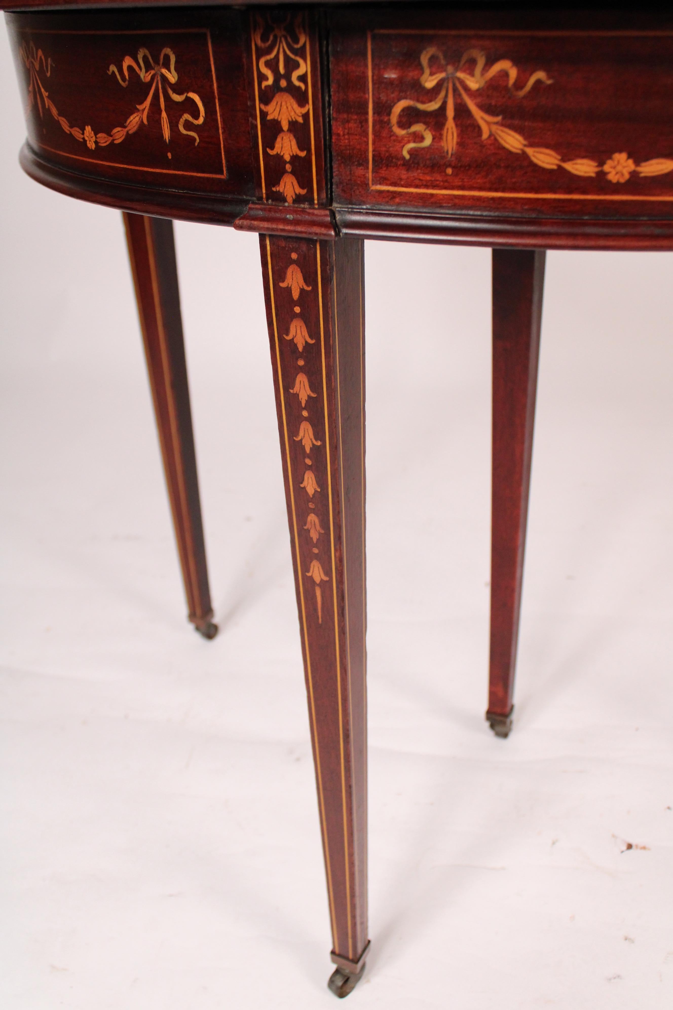 English Edwardian Mahogany Inlaid Console / Games Table For Sale 5