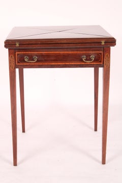 English Edwardian Mahogany Inlaid Games Table