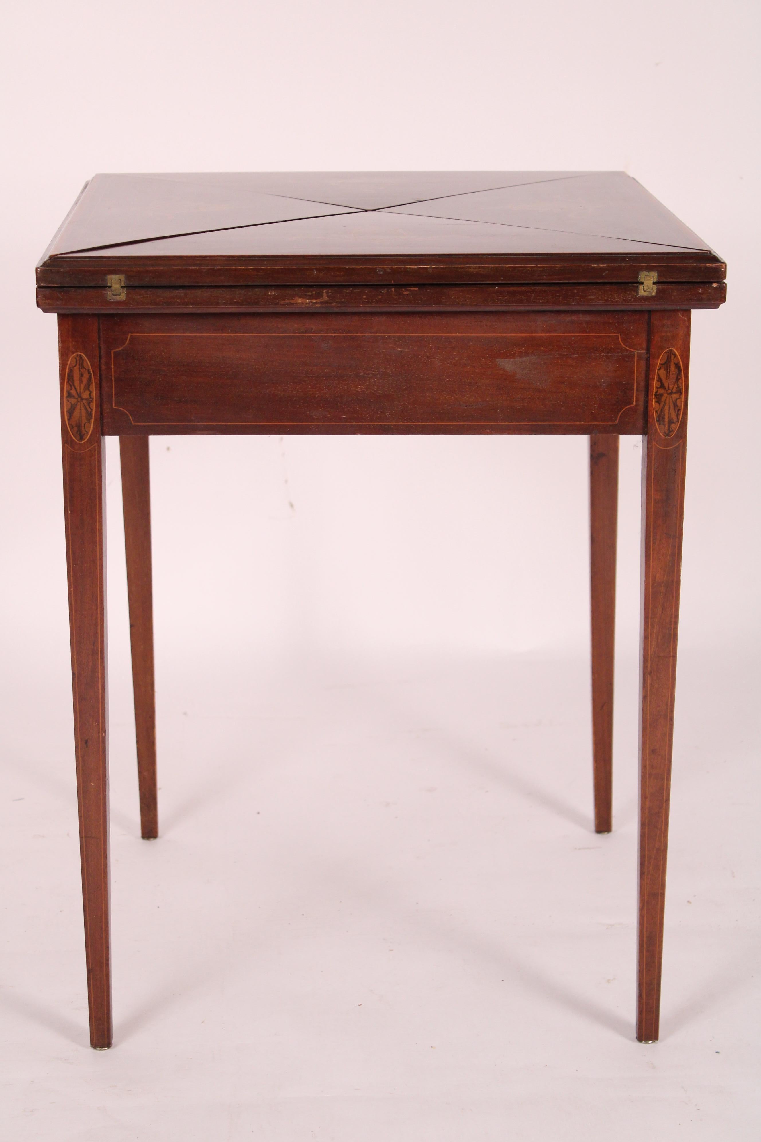 English Edwardian Mahogany Inlaid Games Table For Sale 1