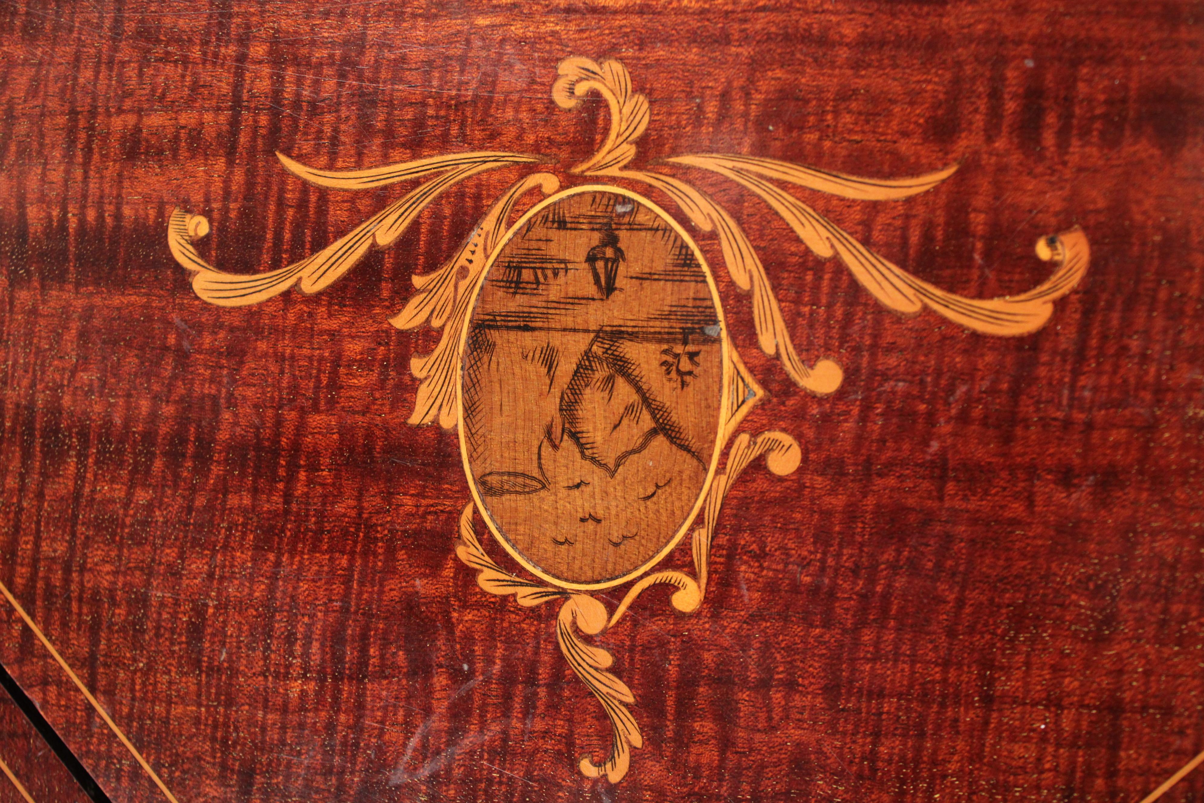 English Edwardian Mahogany Inlaid Games Table For Sale 4