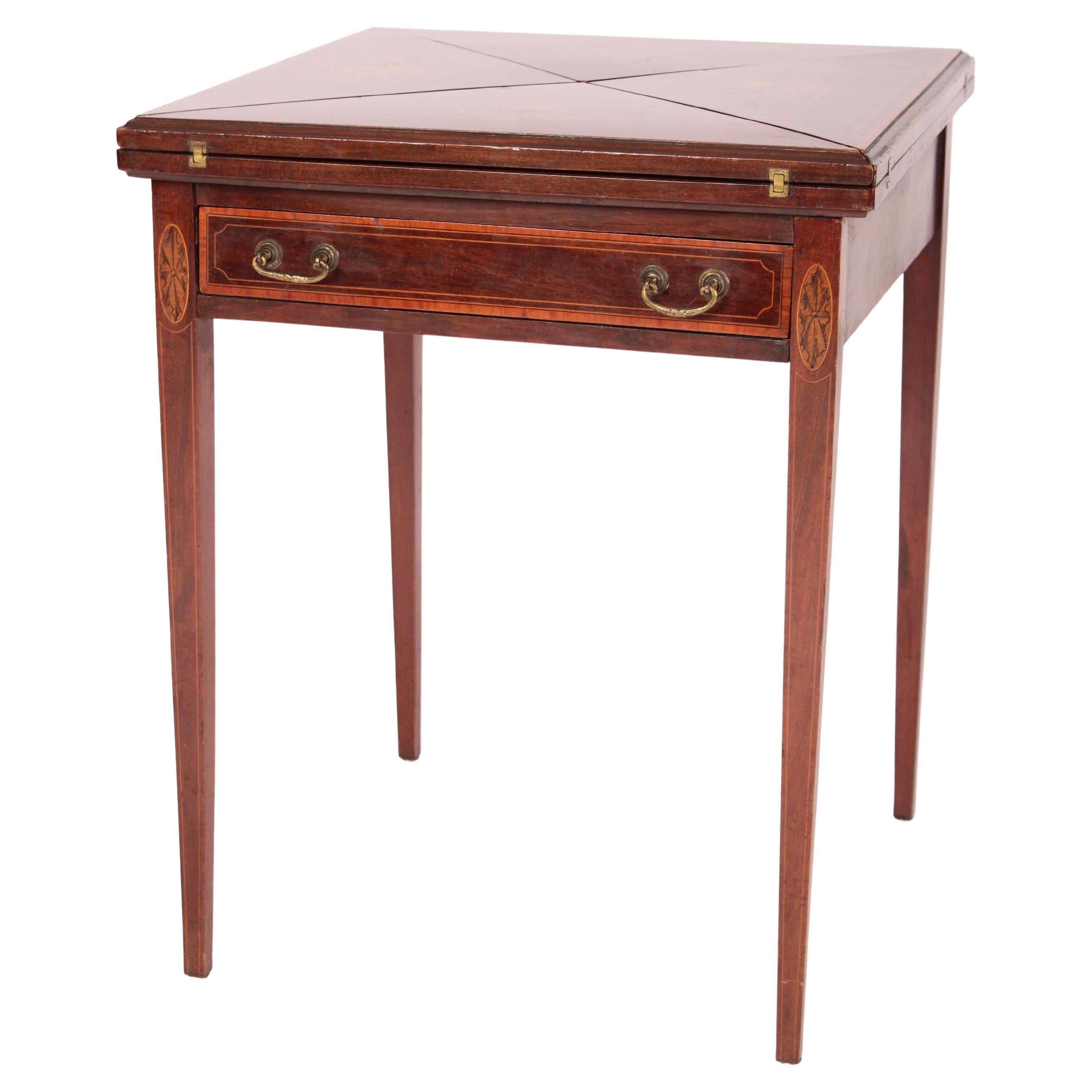 English Edwardian Mahogany Inlaid Games Table