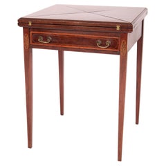 English Edwardian Mahogany Inlaid Games Table