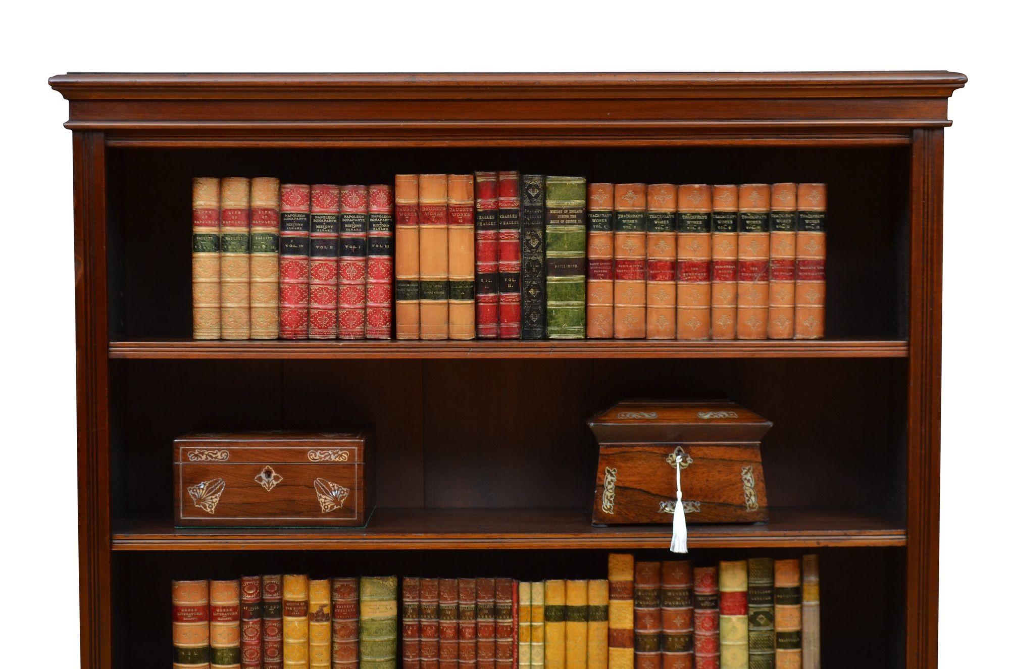 Librería abierta inglesa eduardiana de caoba en venta 2