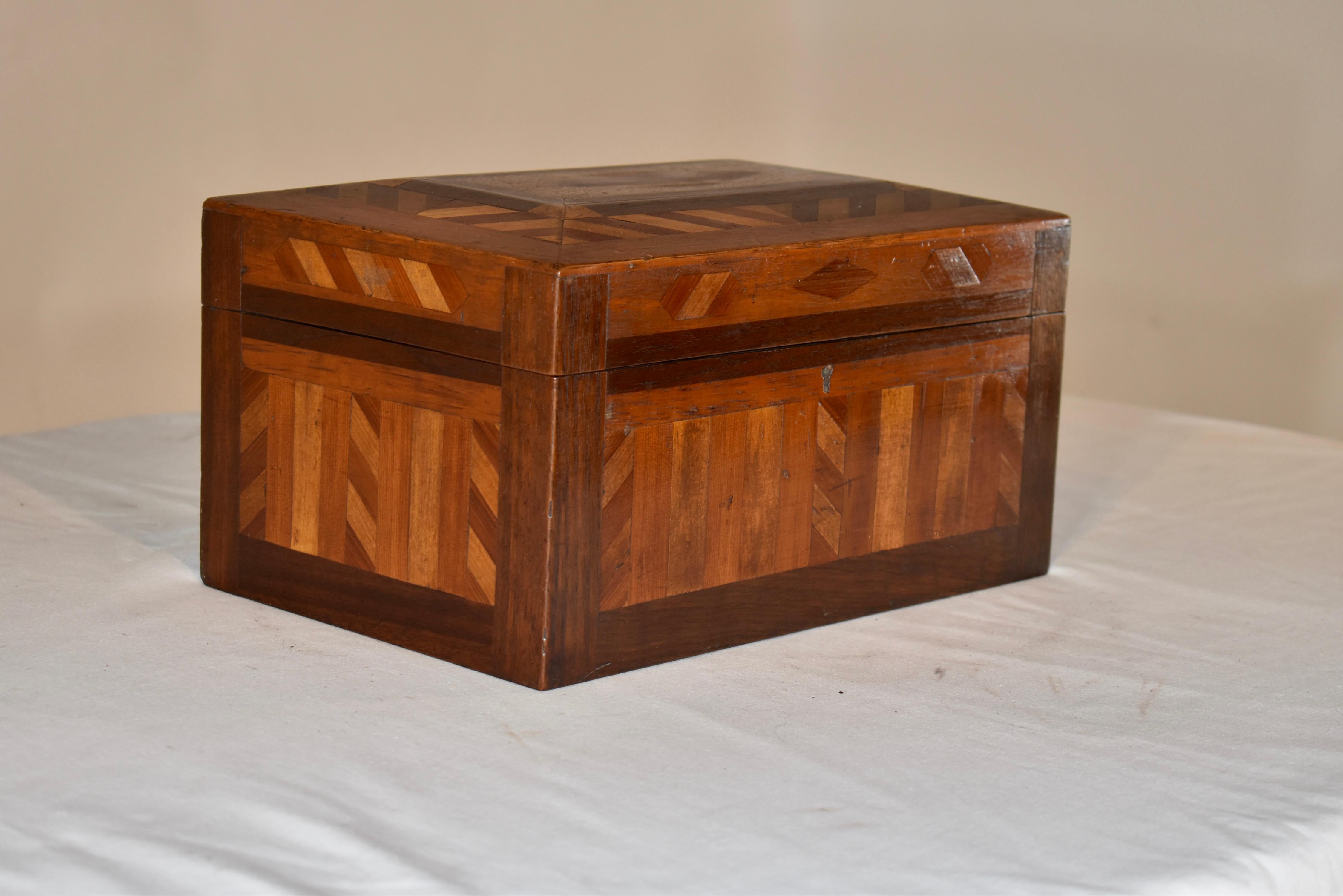 Caja inglesa eduardiana de marquetería, circa 1900 Inglés
