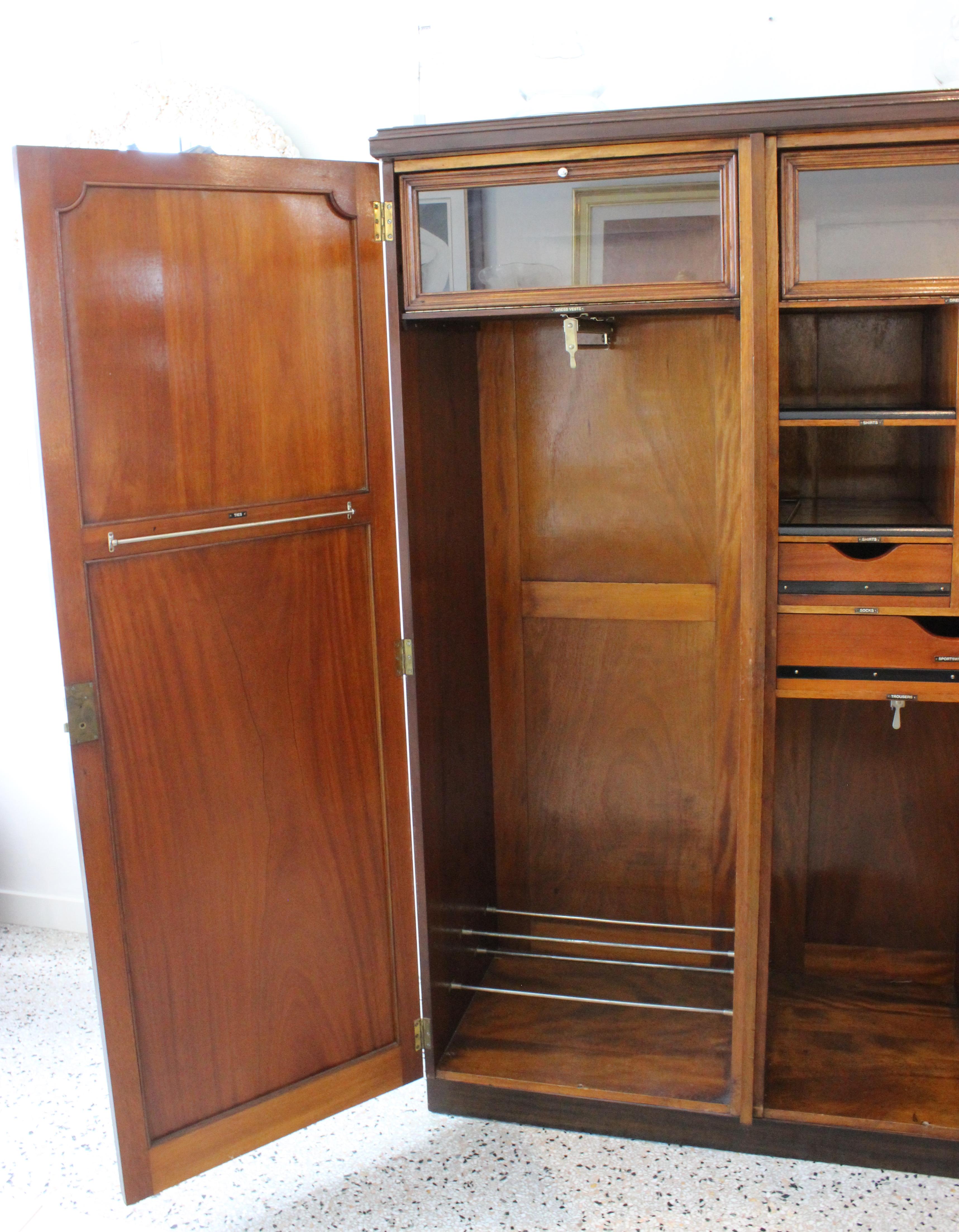 Hand-Crafted English Edwardian Mens Wardrobe for Harrod's