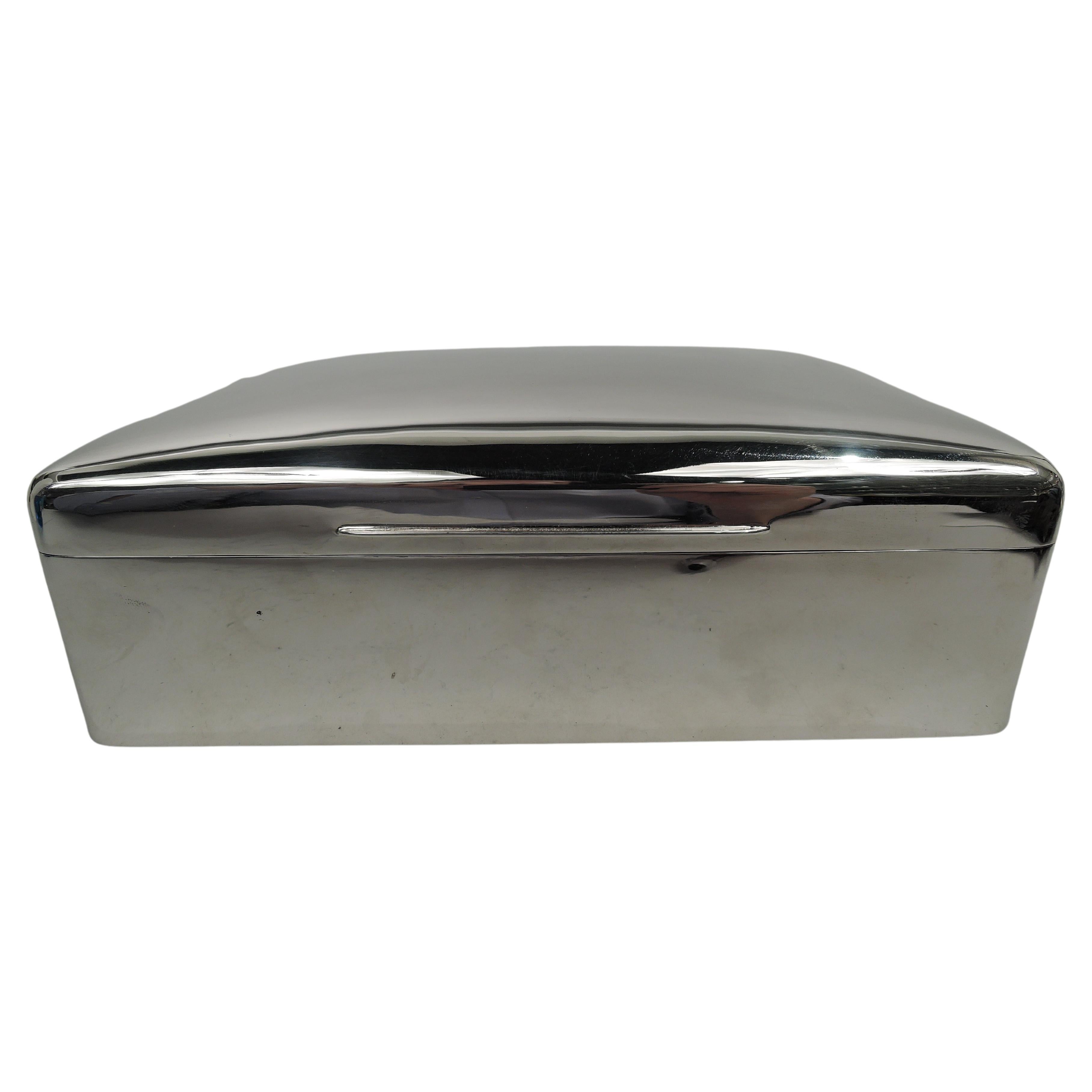English Edwardian Modern Sterling Silver Box by Comyns