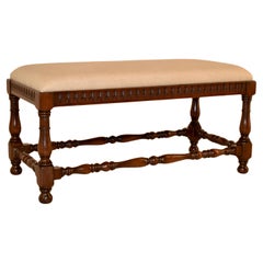 English Edwardian Oak Bench, Circa 1900