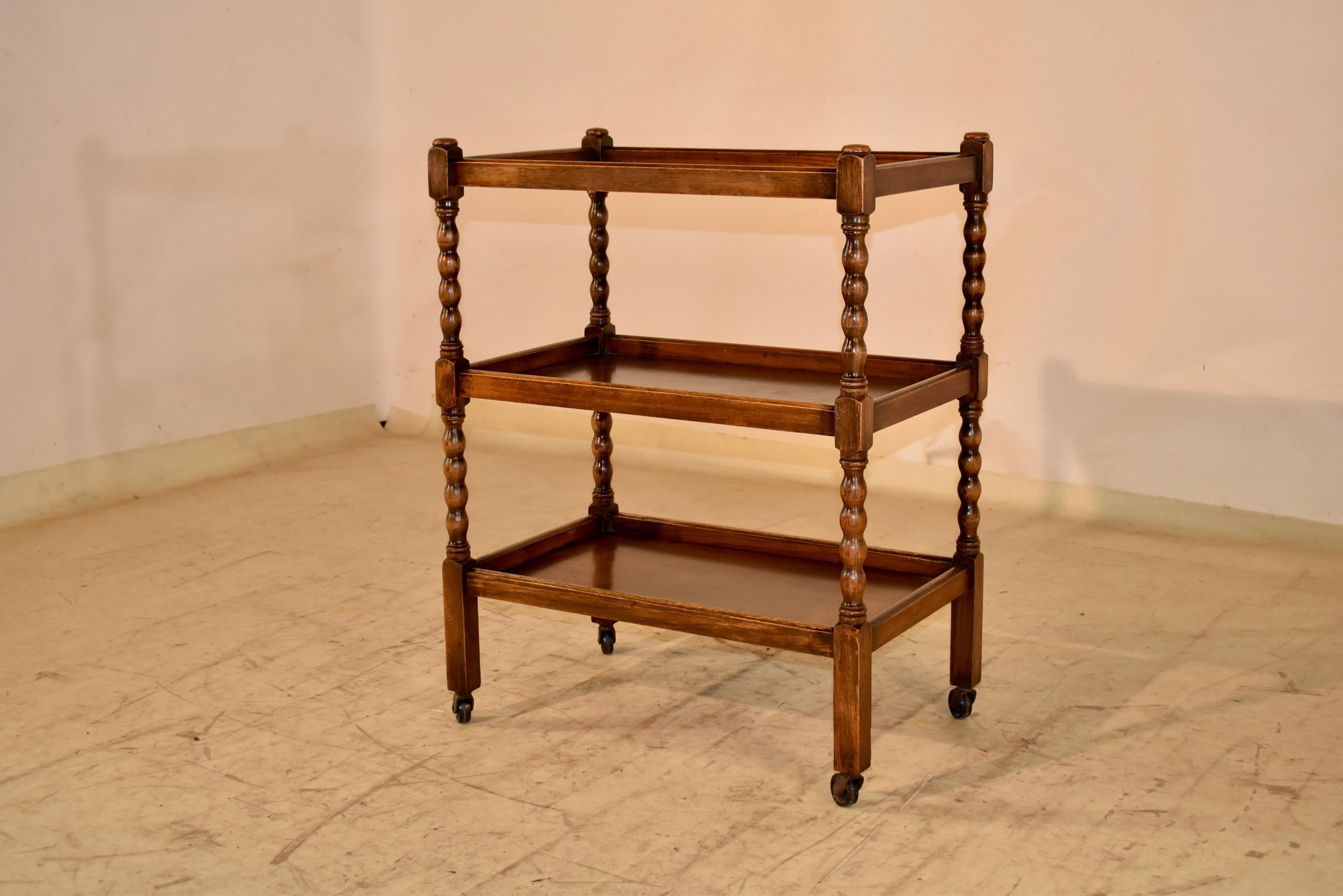 Early 20th Century English Edwardian Oak Drink Cart For Sale