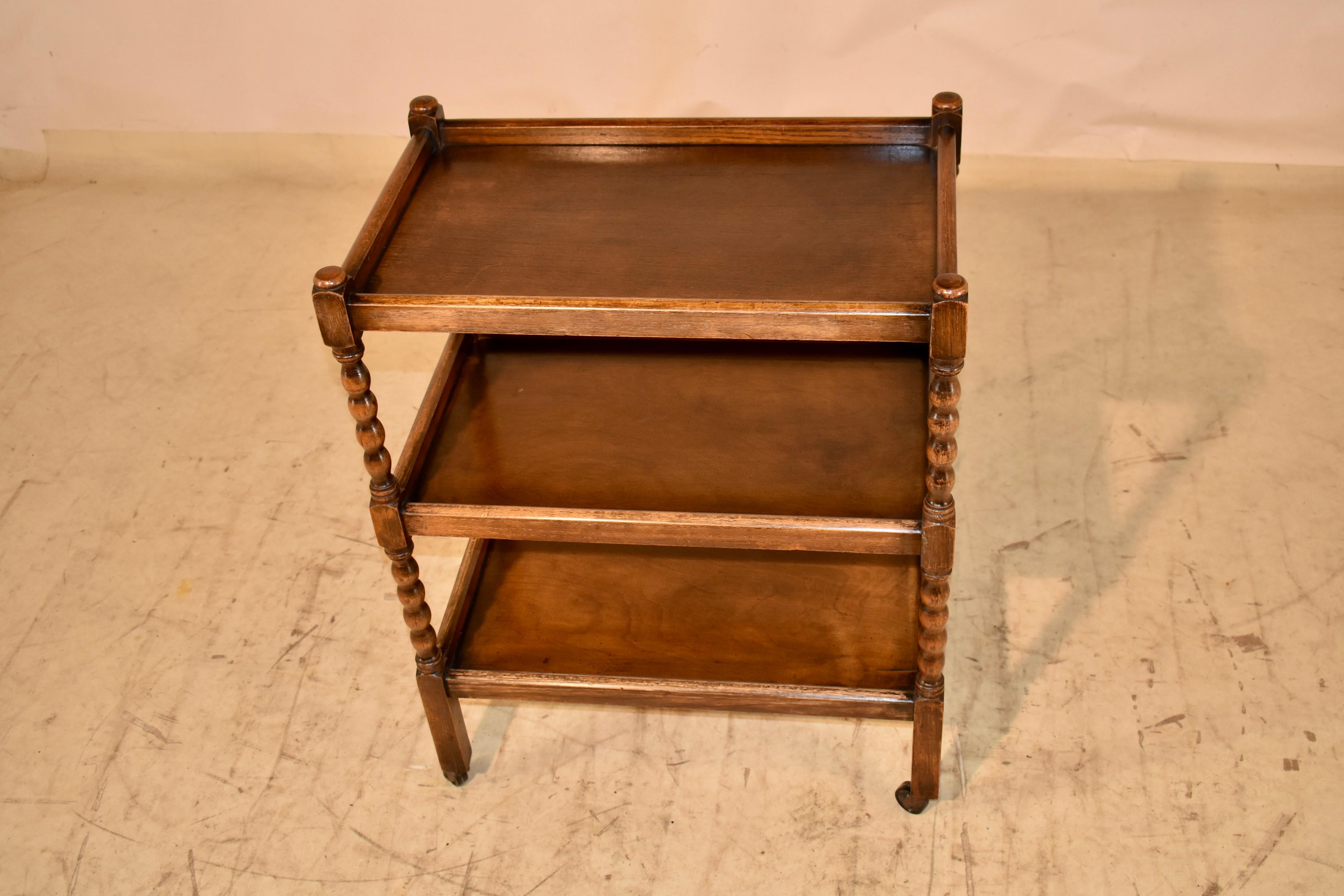 English Edwardian Oak Drink Cart For Sale 1
