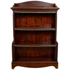 English Edwardian Open Bookcase Carved Library Bookshelves Solid
