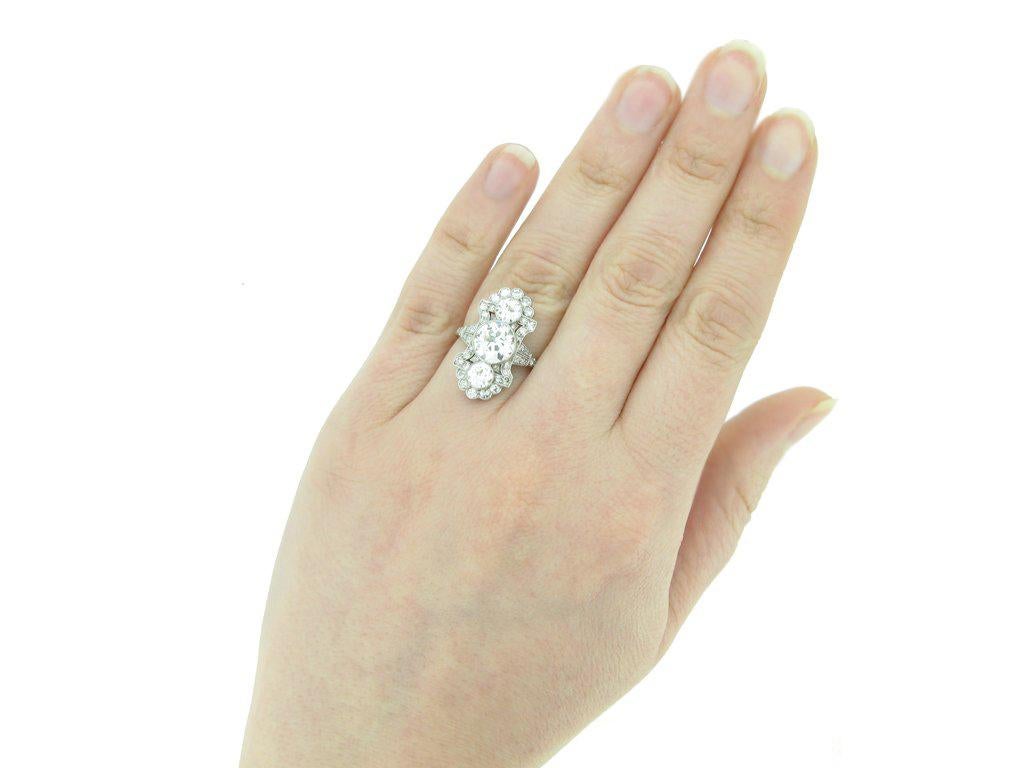 Women's or Men's English Edwardian Ornate Diamond Platinum Ring For Sale