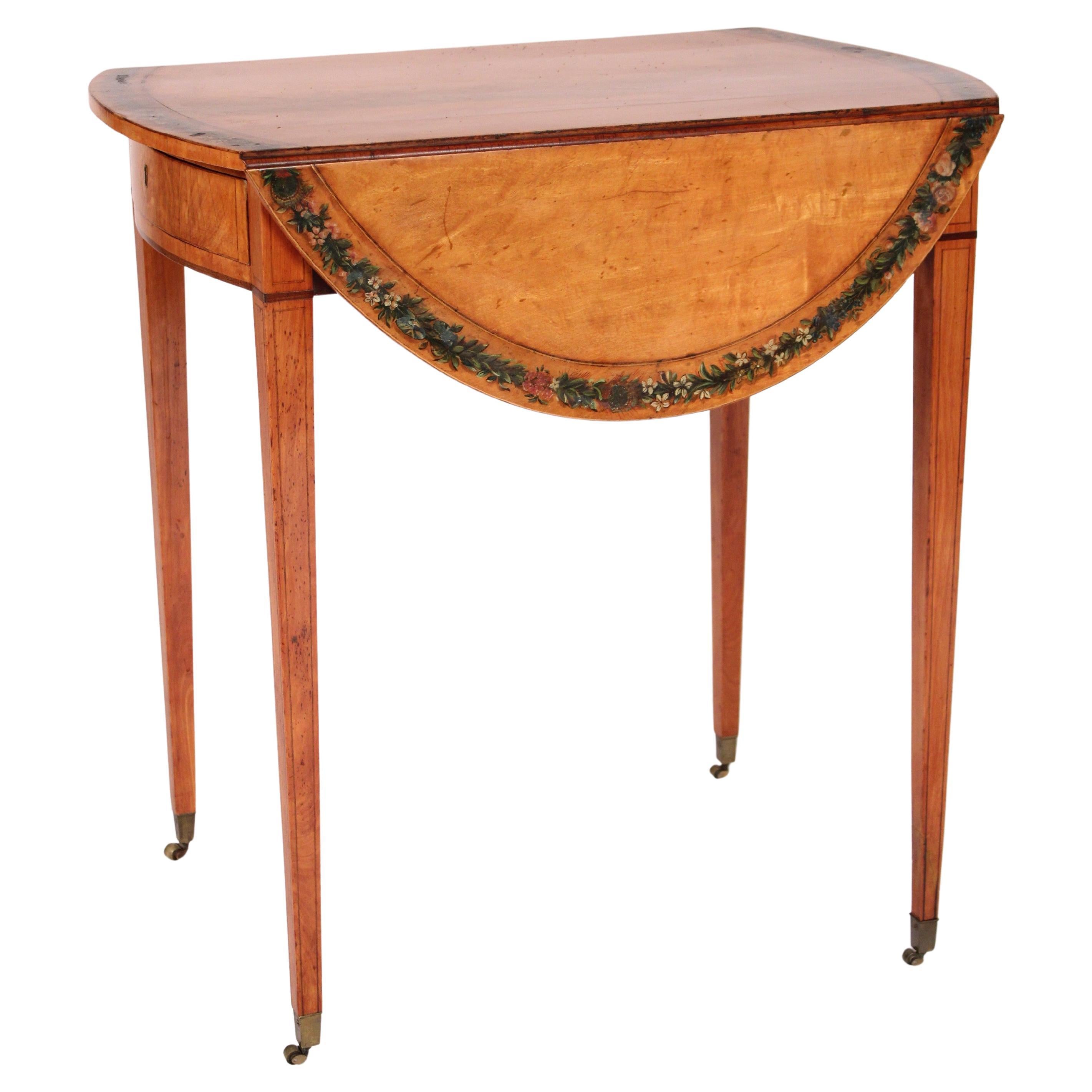 Table Pembroke anglaise édouardienne peinte en bois de satin