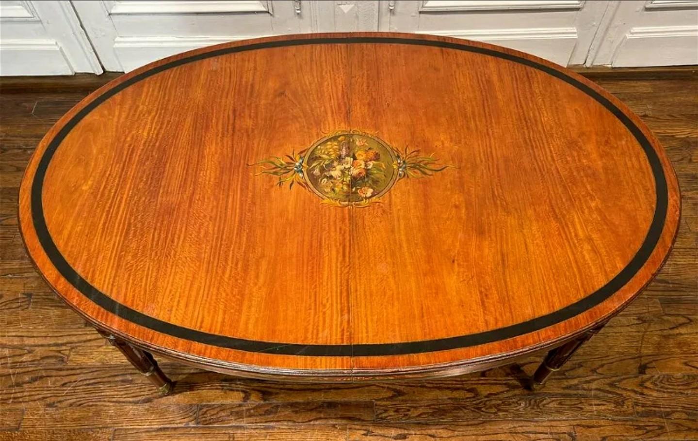 Hand-Carved English Edwardian Period Adam Style Cocktail Table For Sale