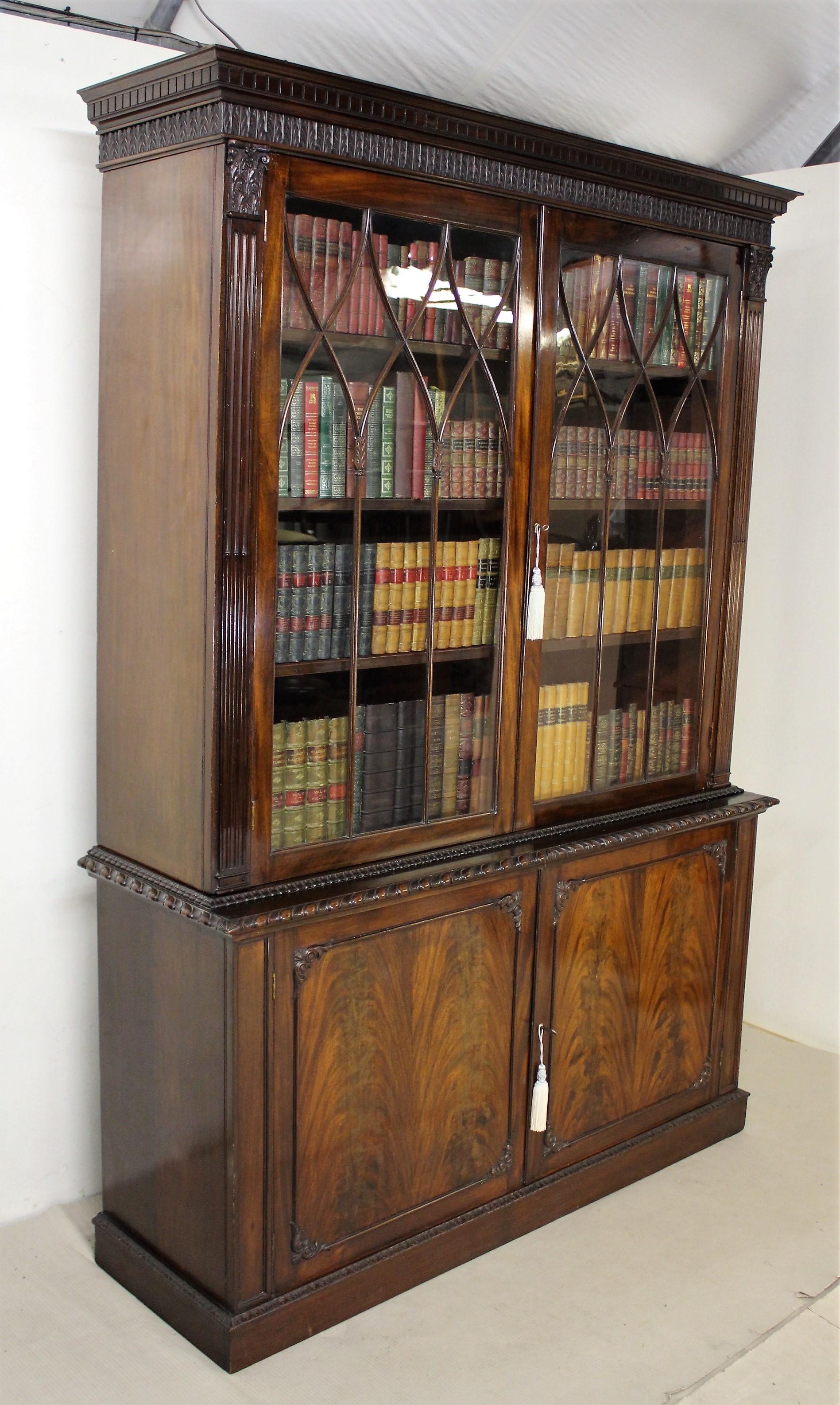 English Edwardian Period Chippendale Style Mahogany Bookcase 9