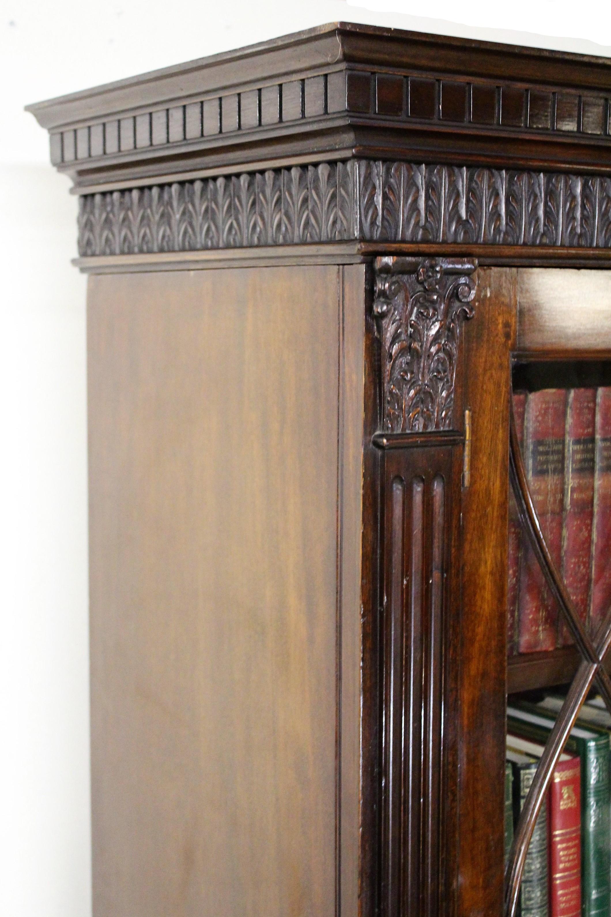 English Edwardian Period Chippendale Style Mahogany Bookcase 11