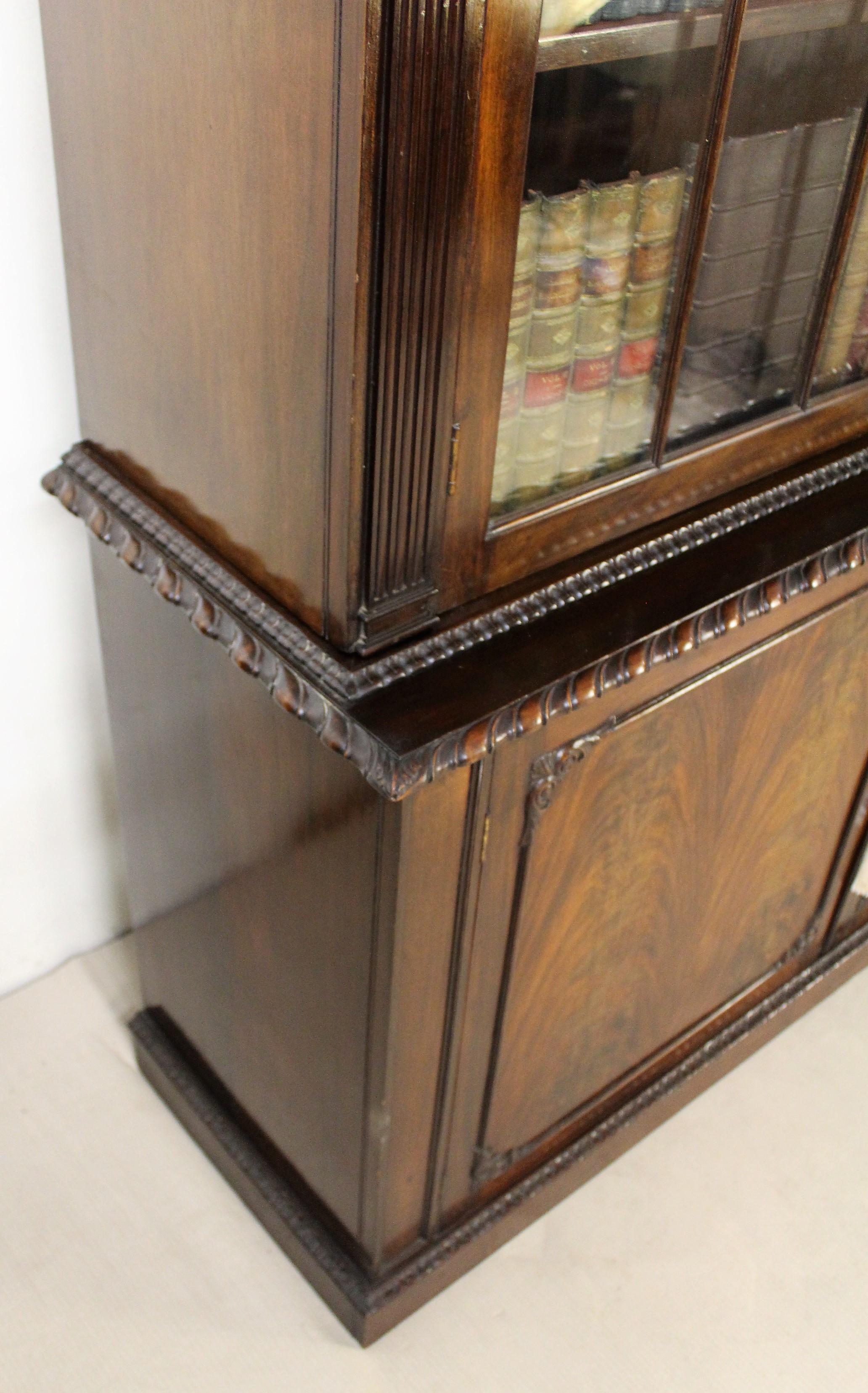 English Edwardian Period Chippendale Style Mahogany Bookcase 4