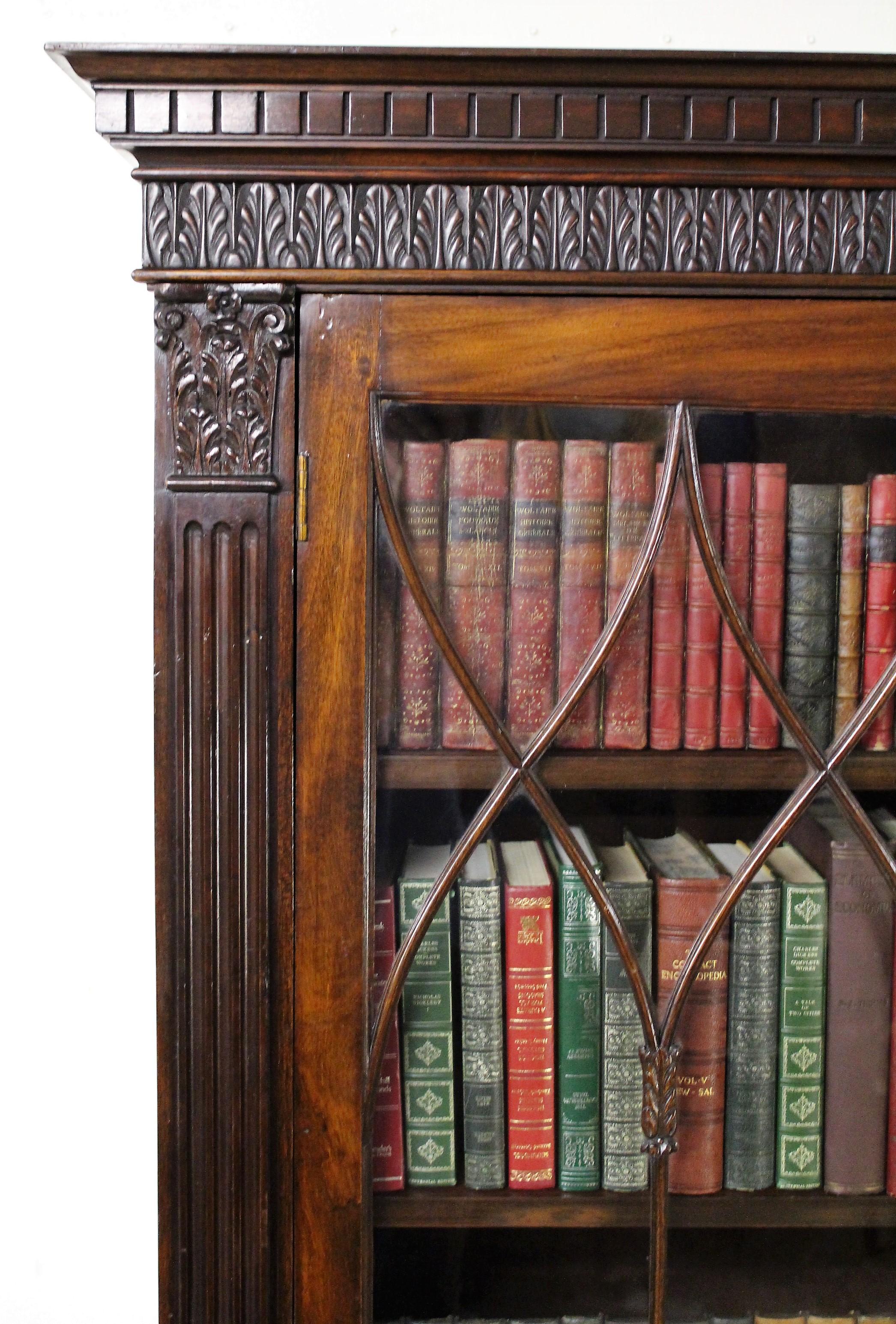 English Edwardian Period Chippendale Style Mahogany Bookcase 5