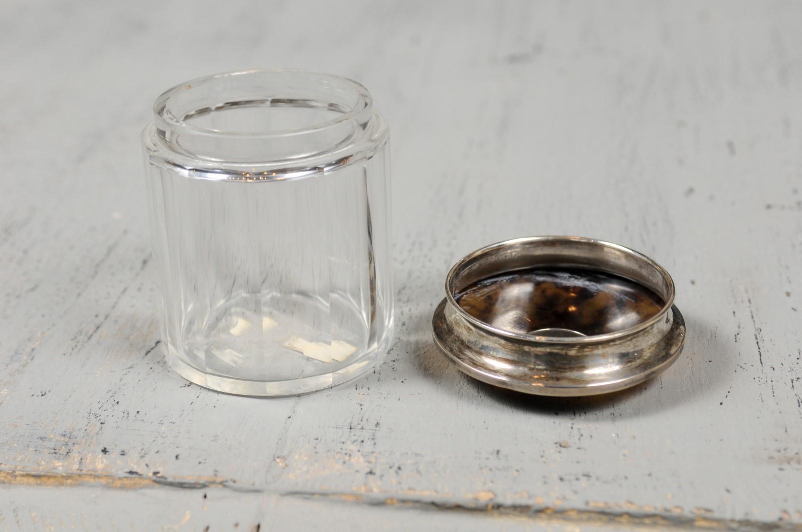 English Edwardian Period Crystal Toiletry Bottle with Silver Accents, circa 1905 6