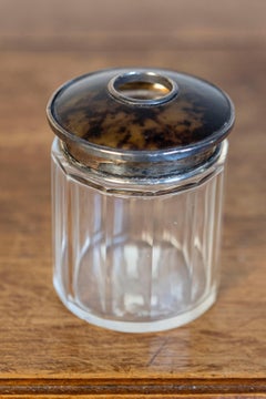 English Edwardian Period Crystal Toiletry Bottle with Silver Accents, circa 1905